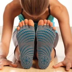 Gaiam Grippy Toeless Yoga Socks - Anti-slip Yogasokken - Grijs / Teal Blauw 5 Gaiam Grippy Toeless Yoga Socks - Anti-slip Yogasokken - Grijs / Teal Blauw -Goedkope SchoenStijl Winkel grippy toeless yoga socks anti slip yogasokken grijs teal blauw 2