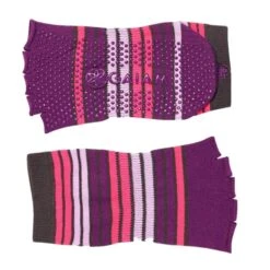 Gaiam Grippy Toeless Yoga Socks - Anti-slip Yogasokken - Roze / Paars