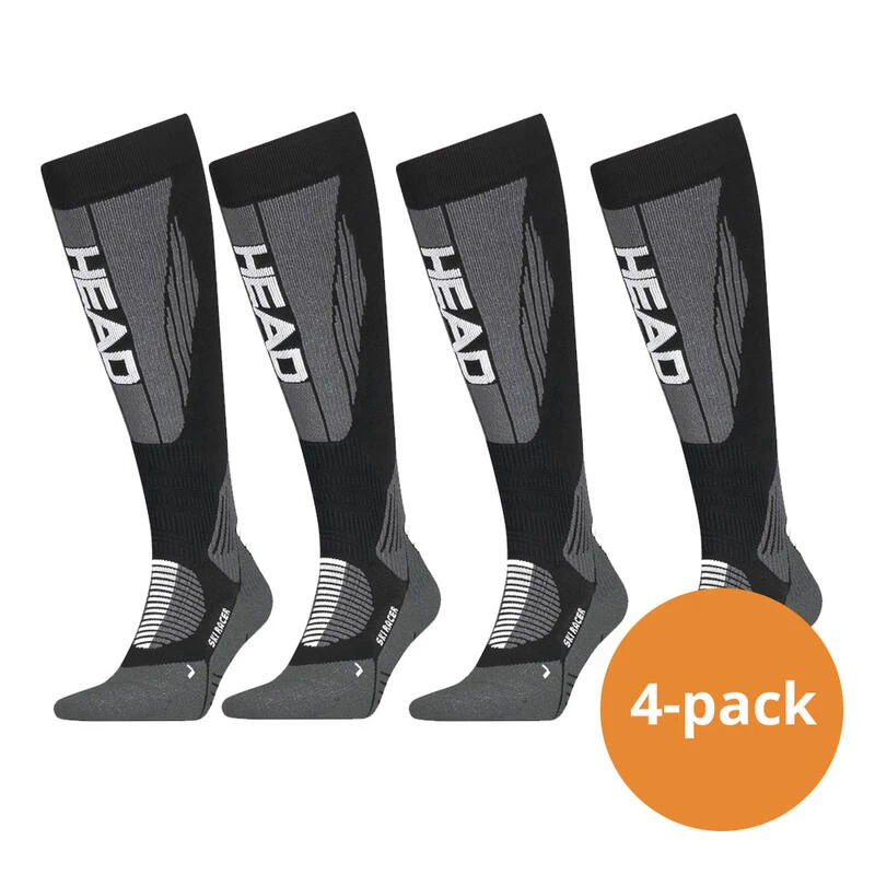 HEAD Skisokken Unisex Racer Kneehigh 4-pack Black/White 1 HEAD Skisokken Unisex Racer Kneehigh 4-pack Black/White