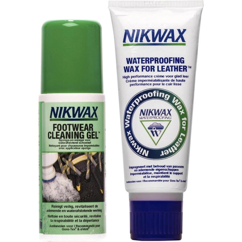 Nikwax Schoenen Cleaning Gel 125ml & Impregneermiddel Waterproofing Wax Leather 100ml 1 Nikwax Schoenen Cleaning Gel 125ml & Impregneermiddel Waterproofing Wax Leather 100ml
