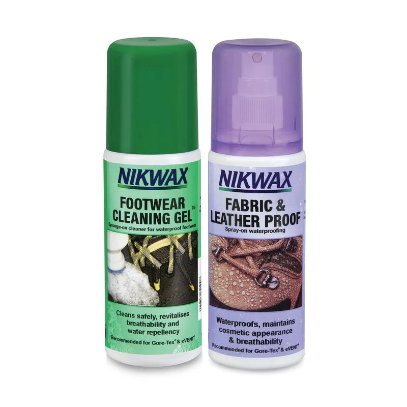 Nikwax Schoenen Reinigingsmiddel 125ml + Impregneermiddel Fabric & Leather Proof 125ml 1 Nikwax Schoenen Reinigingsmiddel 125ml + Impregneermiddel Fabric & Leather Proof 125ml