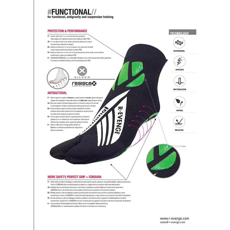 Sokken Functionele 1 Vinger Volwassene Voor Gym Antislip Zwart Groen 4 Sokken Functionele 1 Vinger Volwassene Voor Gym Antislip Zwart Groen - Afbeelding 4