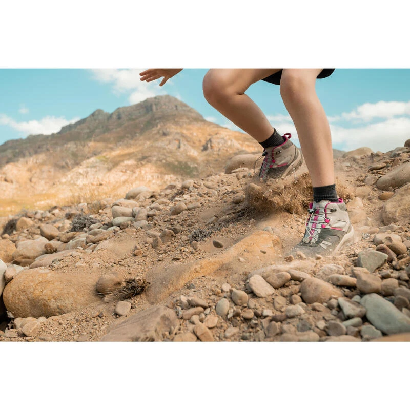 Quechua Waterdichte Halfhoge Wandelschoenen Voor Kinderen Crossrock Grijs 35-38 Veters 8 Quechua Waterdichte Halfhoge Wandelschoenen Voor Kinderen Crossrock Grijs 35-38 Veters - Afbeelding 8