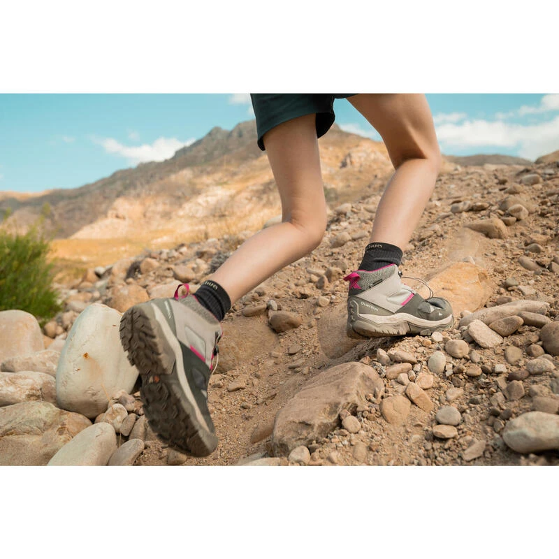 Quechua Waterdichte Halfhoge Wandelschoenen Voor Kinderen Crossrock Grijs 35-38 Veters 10 Quechua Waterdichte Halfhoge Wandelschoenen Voor Kinderen Crossrock Grijs 35-38 Veters - Afbeelding 10