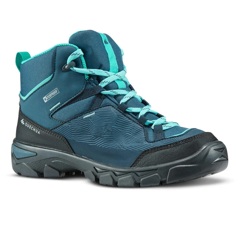 Quechua Waterdichte Halfhoge Wandelschoenen Voor Kinderen MH120 35 Tot 38 Turquoise 1 Quechua Waterdichte Halfhoge Wandelschoenen Voor Kinderen MH120 35 Tot 38 Turquoise