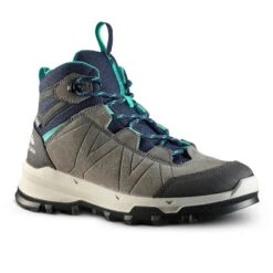 Quechua Waterdichte Hoge Bergwandelschoenen Voor Kinderen MH500 Grijs/blauw Maat 28-39