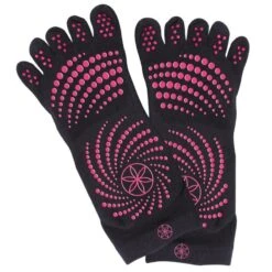 Gaiam Yoga Sokken - Grippy Socks - Zwart/Roze - Yogasokken